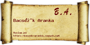 Bacsák Aranka névjegykártya