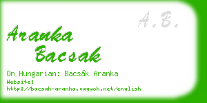 aranka bacsak business card